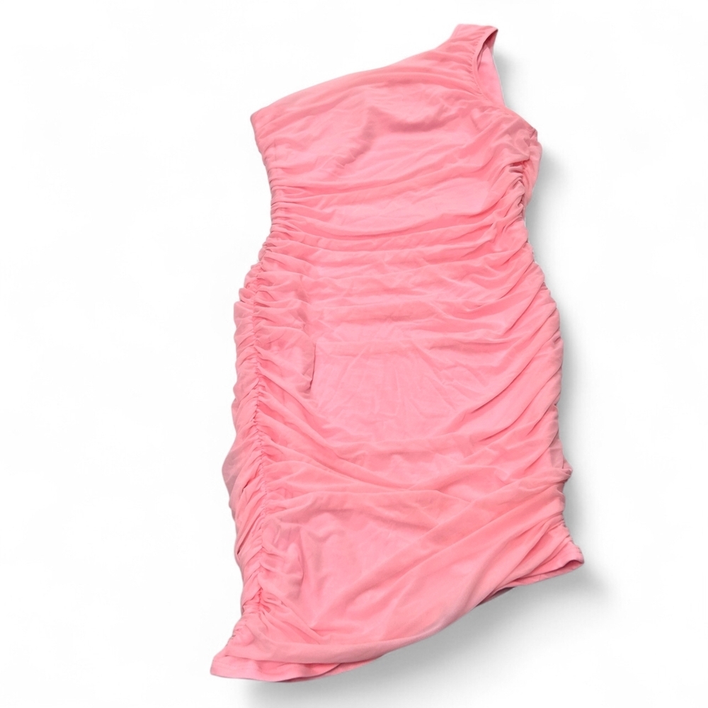 PrettyGarden Chic One Shoulder Asymmetrical Pink Party Cocktail Dress Sz L NWT - Picture 3 of 10